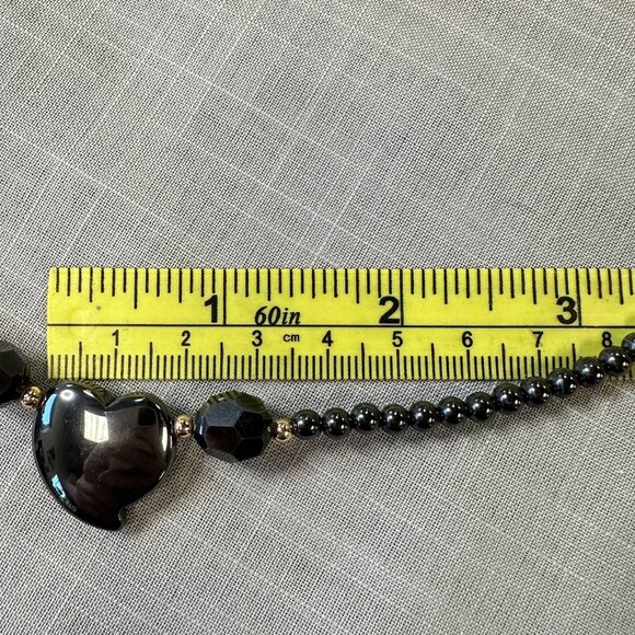 Vintage Hematite Heart Beaded Necklace - Picture 12 of 13